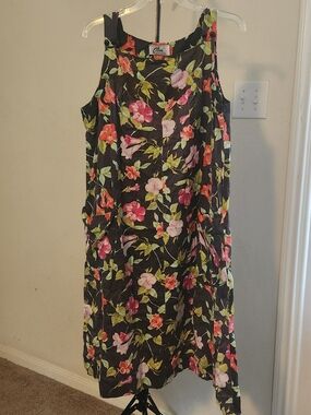 Vintage 1960s Alice Of California Black Floral Maxi Dress